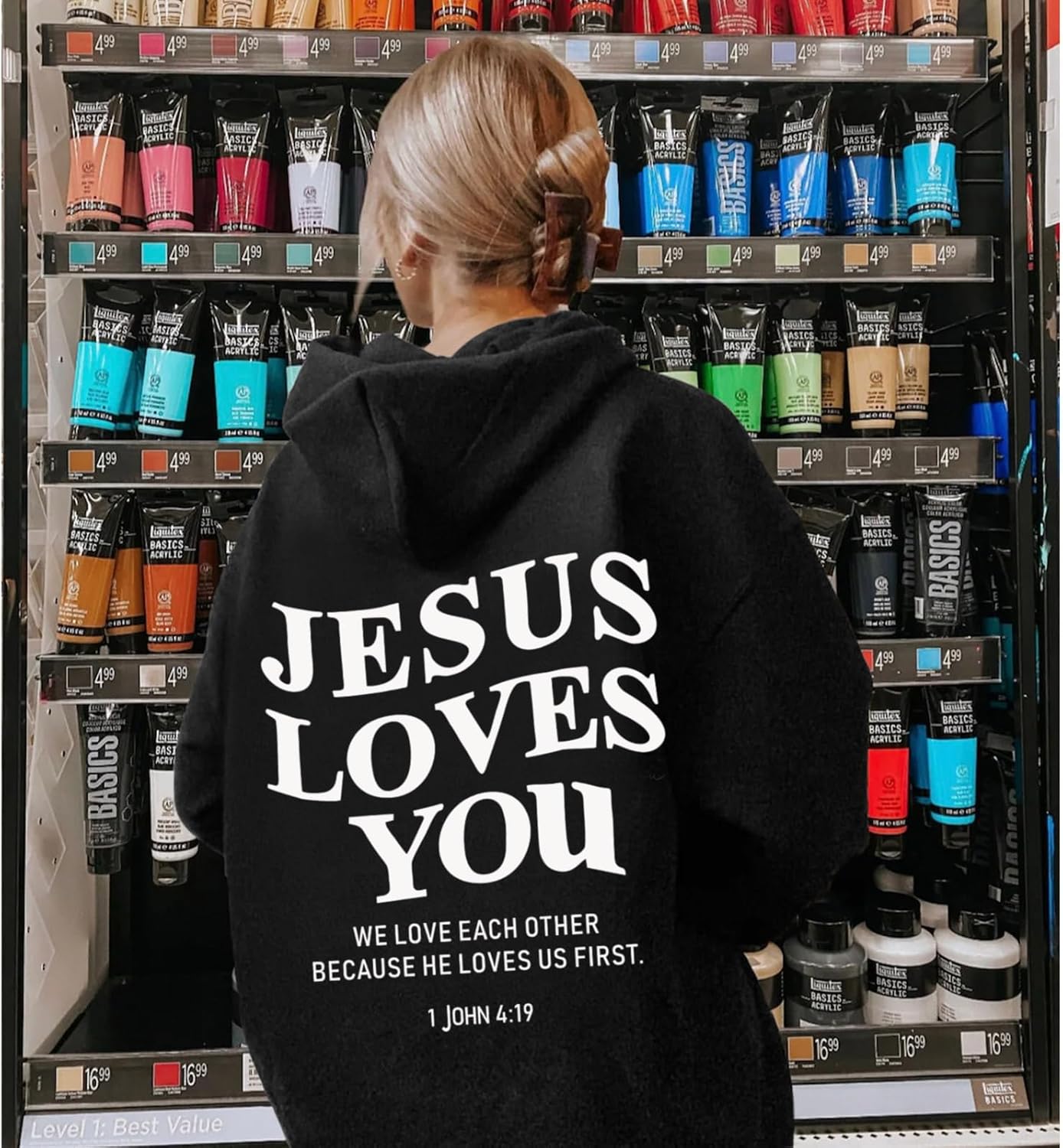 Sulayesh Christian Jesus Loves You Hoodies Women Religious Faith God Jesus Is King Sweatshirts Bible Verse Inspirational Tops