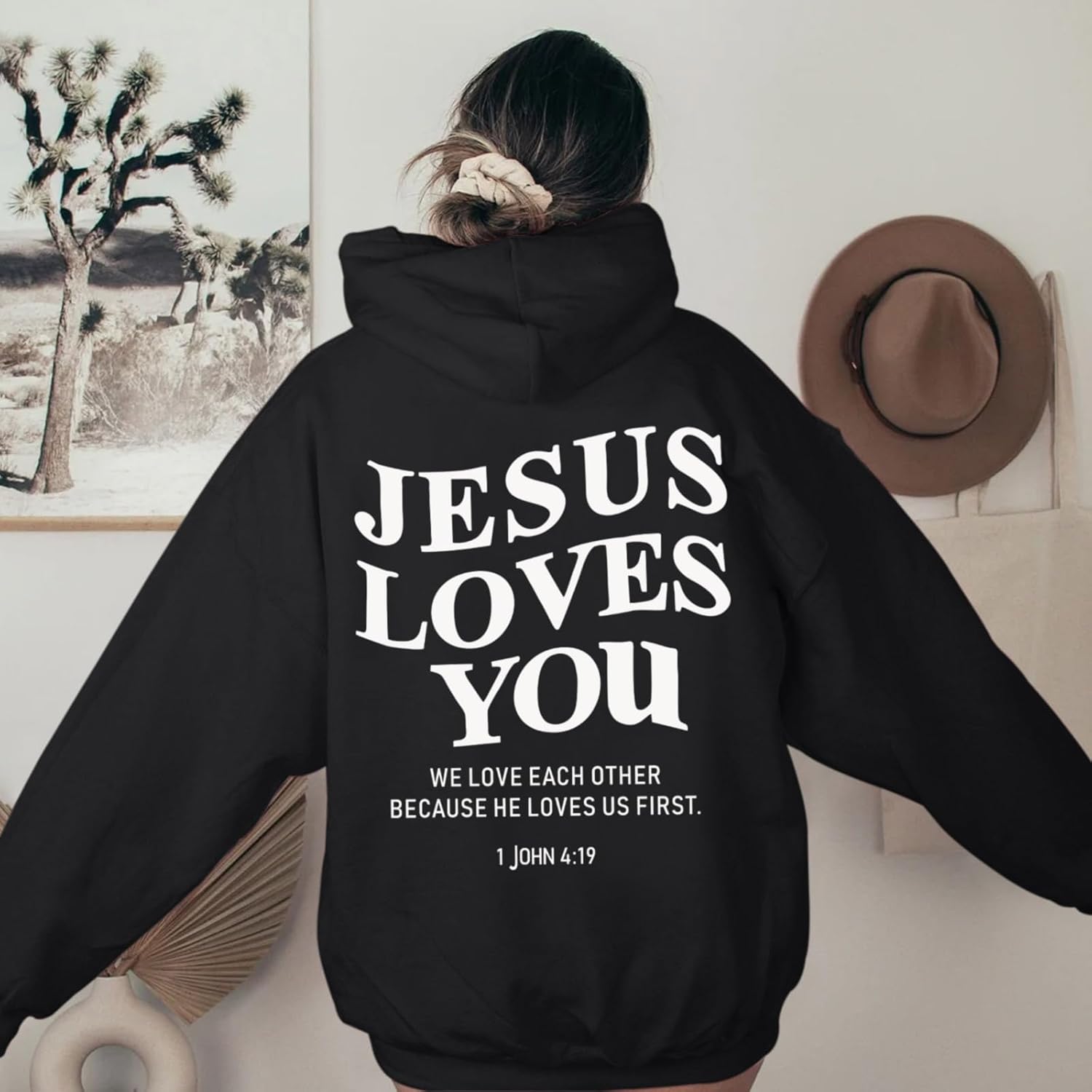 Sulayesh Christian Jesus Loves You Hoodies Women Religious Faith God Jesus Is King Sweatshirts Bible Verse Inspirational Tops