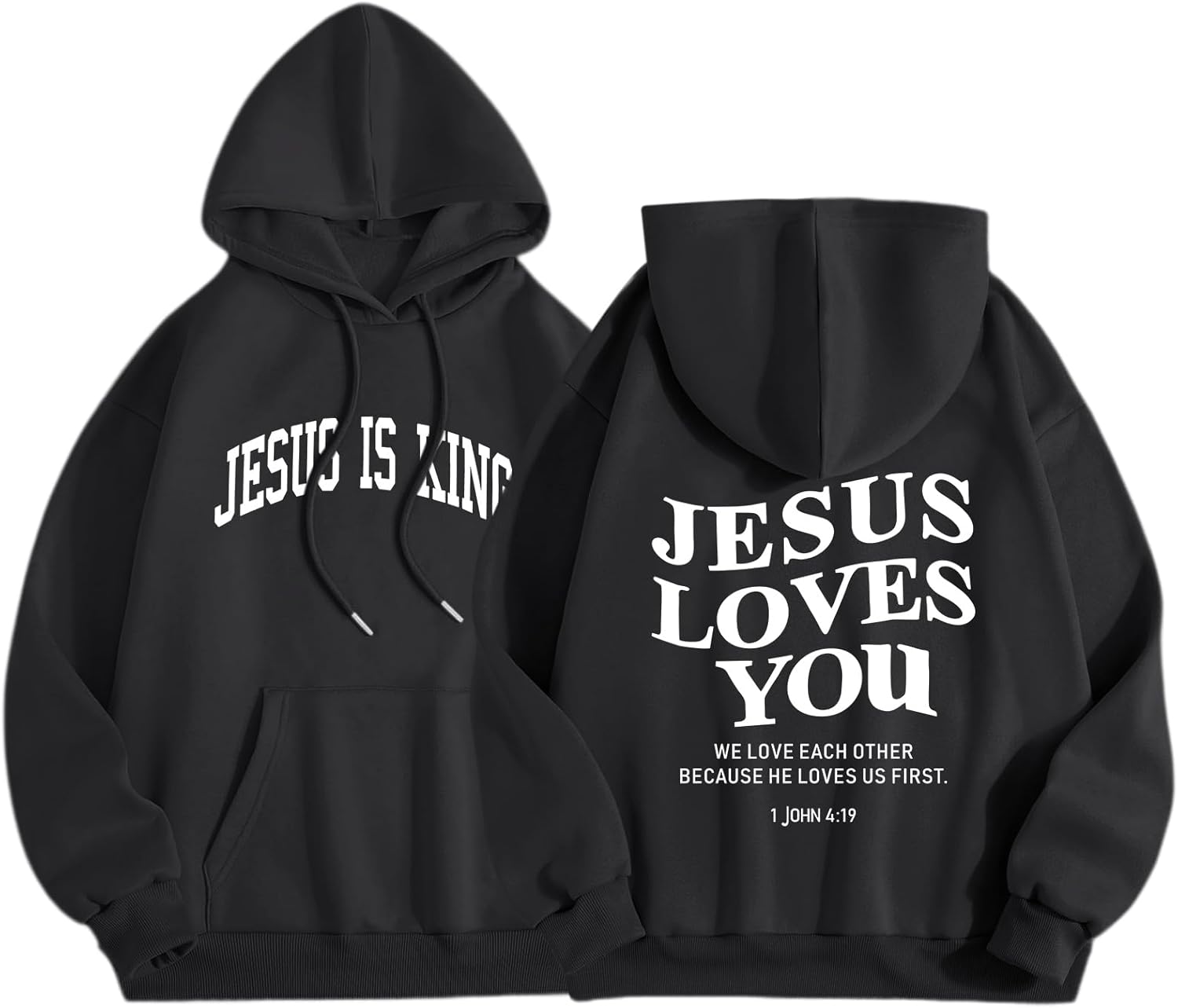 Sulayesh Christian Jesus Loves You Hoodies Women Religious Faith God Jesus Is King Sweatshirts Bible Verse Inspirational Tops